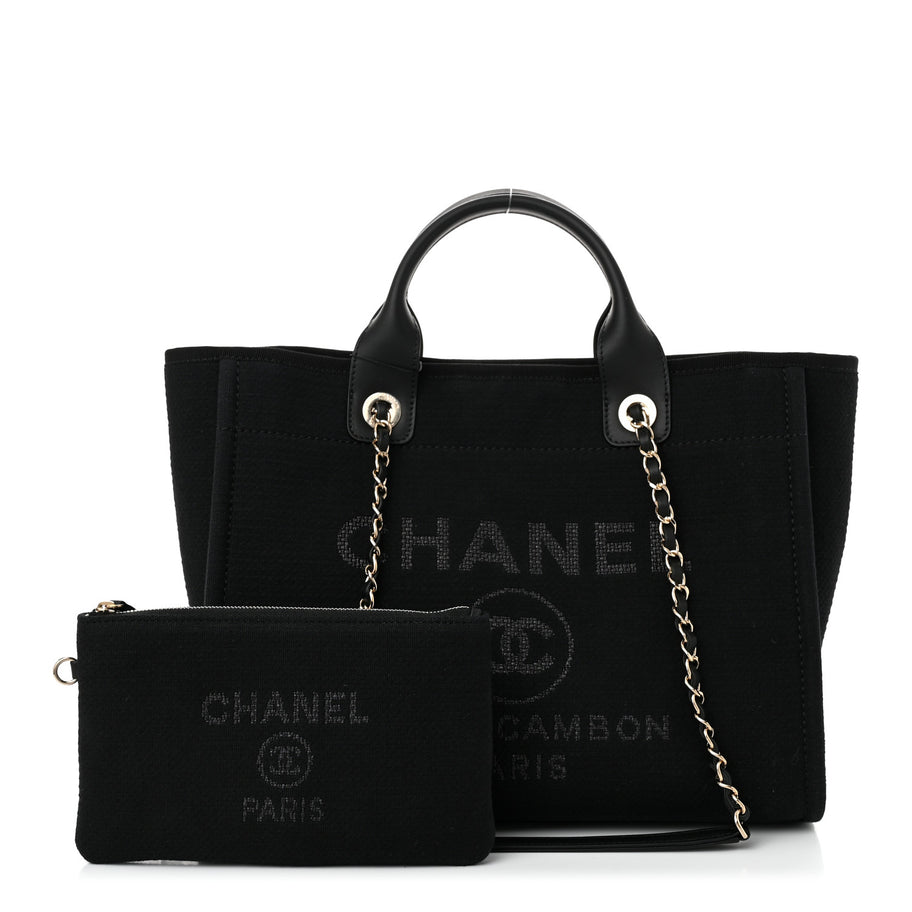 Chanel Mixed Fibers Small Deauville Tote Black Image 3