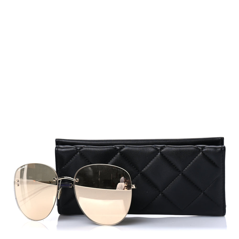 Chanel Metal Mirrored Sunglasses 71307 Gold Image 7