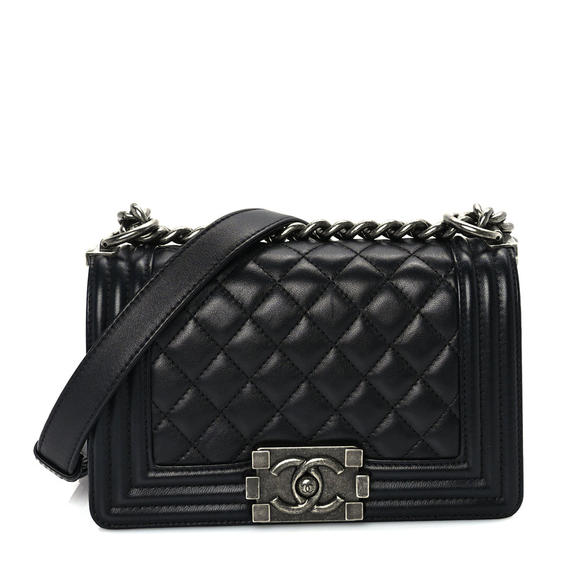  Chanel Lambskin Quilted Small Boy Flap Black