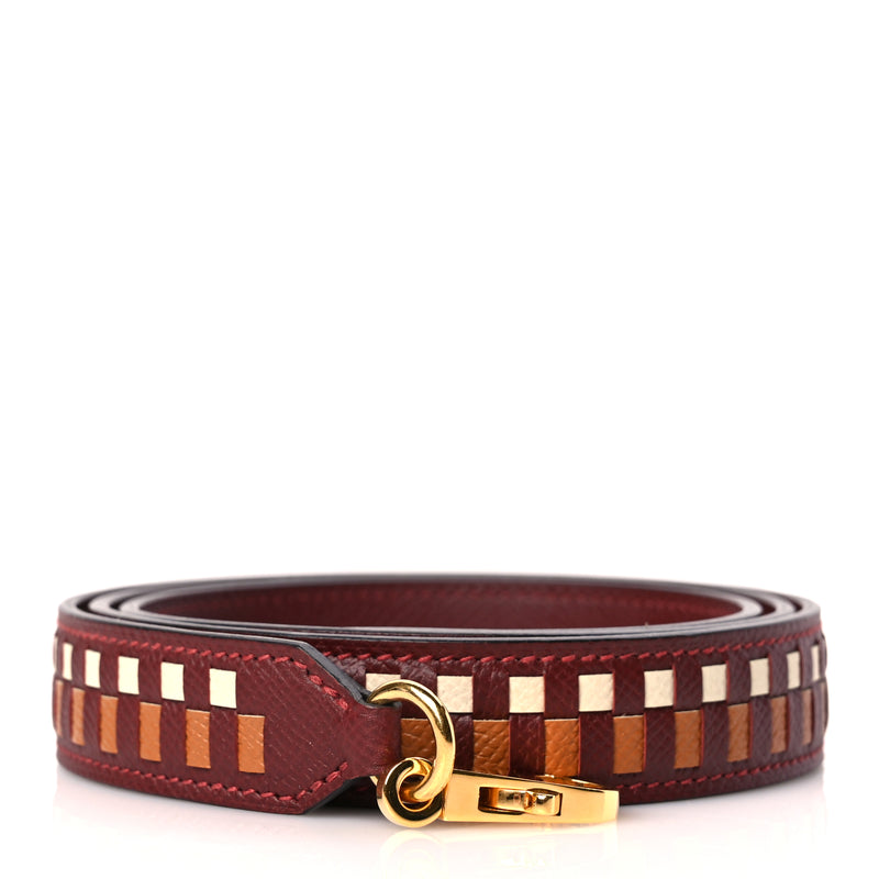  Hermes Epsom 25mm Tressage Shoulder Strap Rouge H Craie Gold