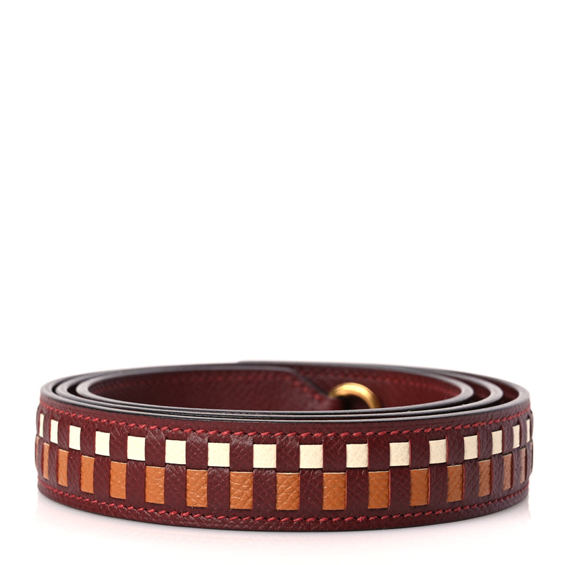  Hermes Epsom 25mm Tressage Shoulder Strap Rouge H Craie Gold