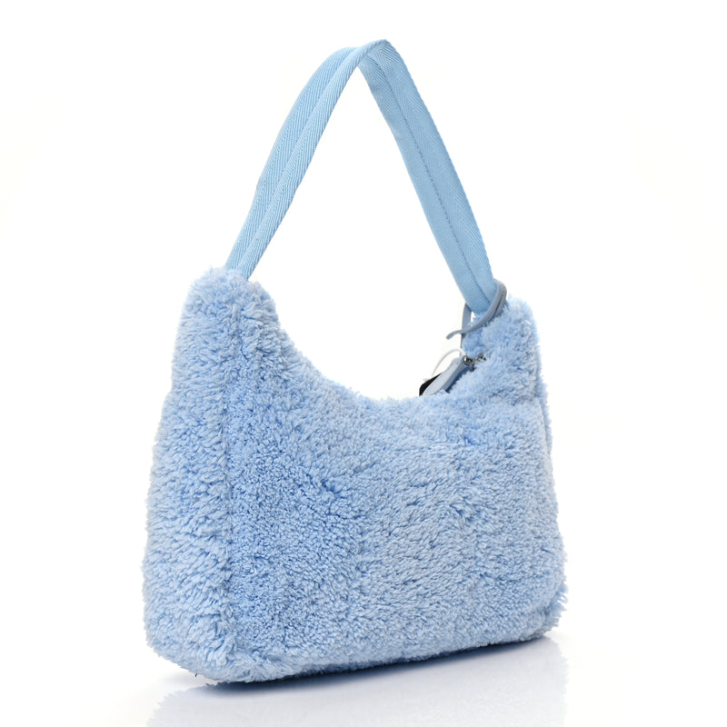  Prada PRADA Terry Cloth Mini Re-Edition 2000 Bag Celeste Black