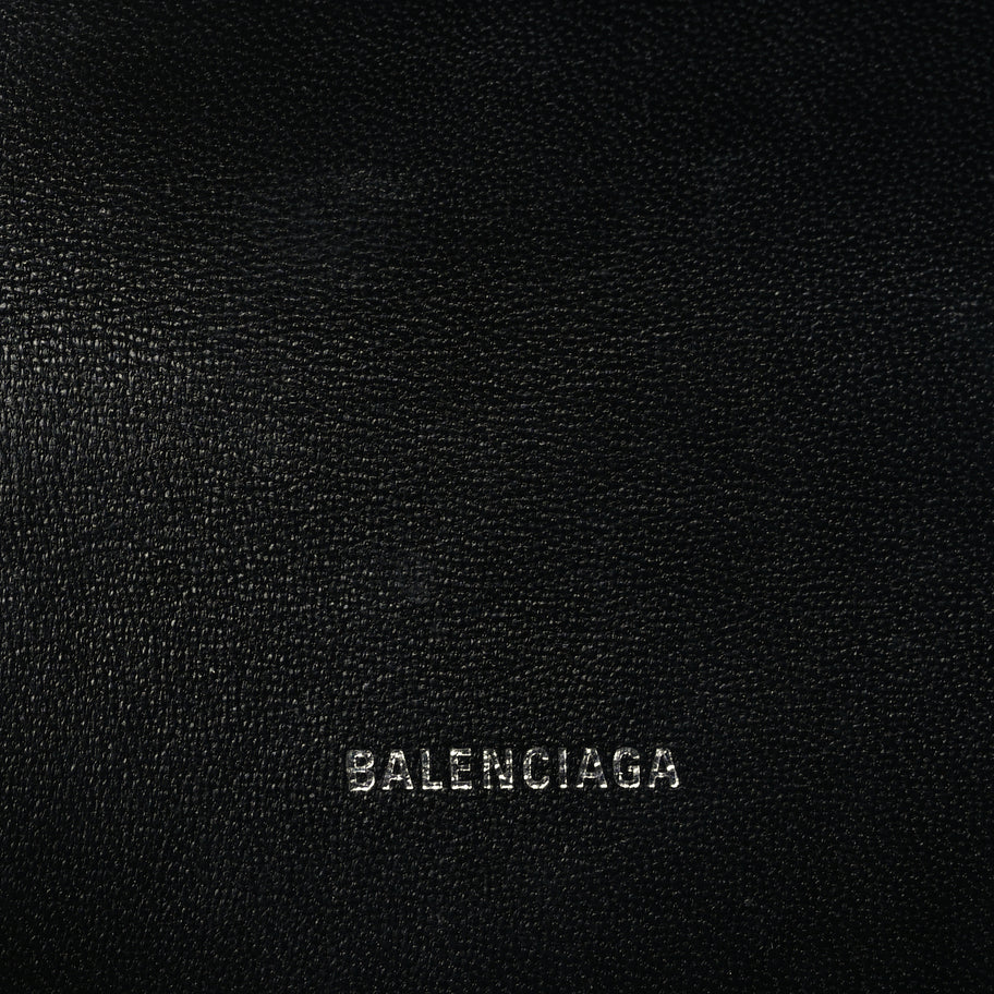 Balenciaga Shiny Calfskin Monochrome Crocodile Embossed Hourglass Top Handle Bag XS Black Image 5