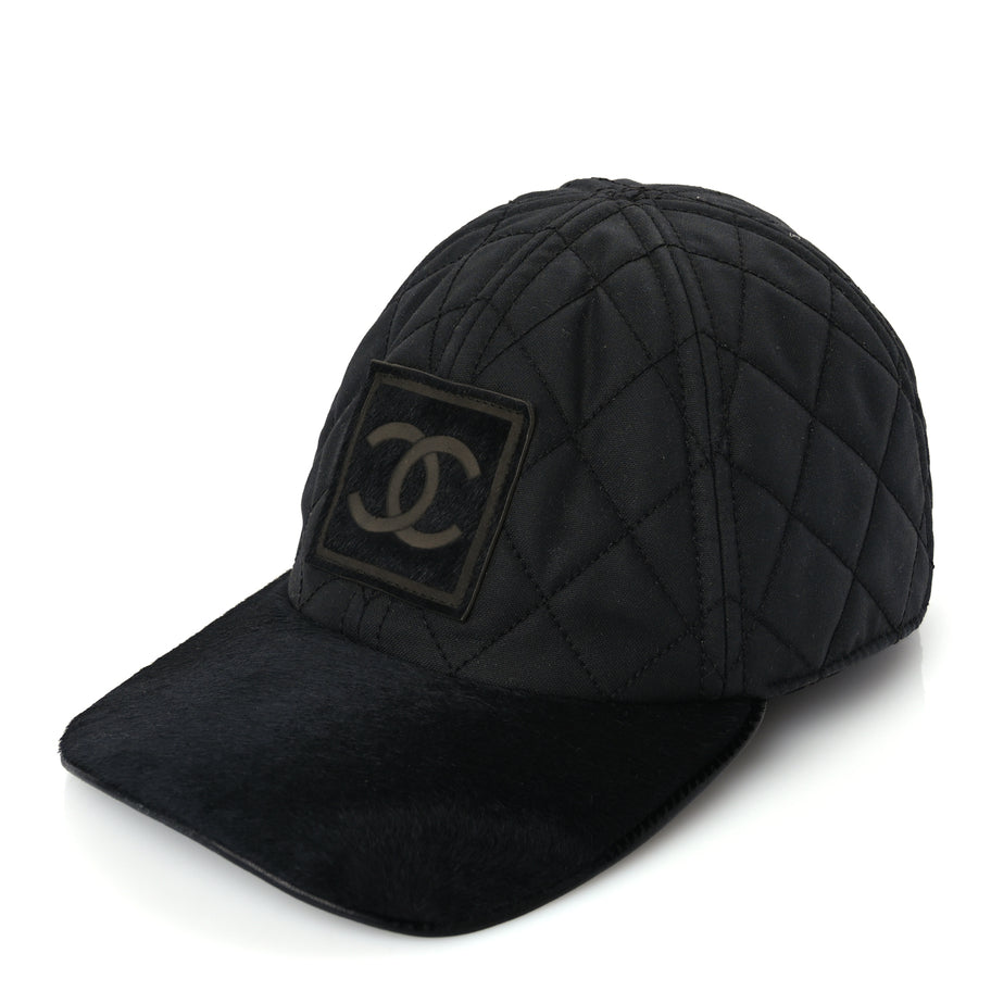 Chanel Nylon Pony Hair Quilted CC Cap M Black Image 1