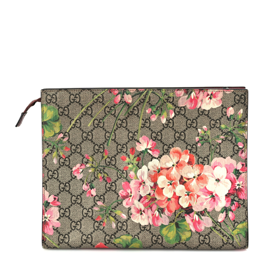 Gucci GG Supreme Monogram Blooms Large Cosmetic Case Beige Multicolor Dry Rose Image 1