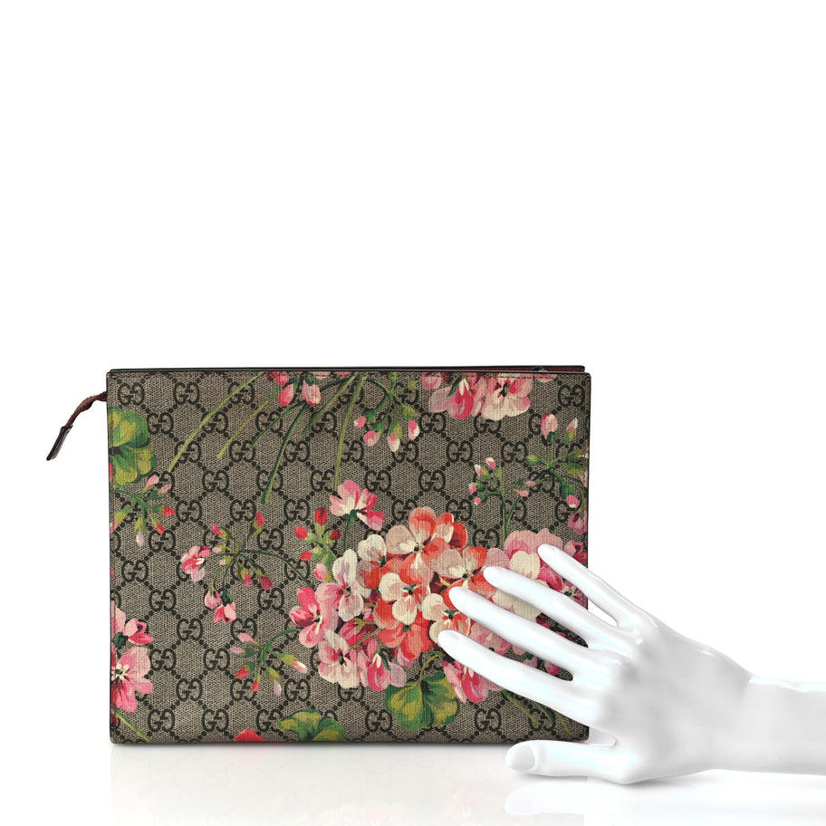 Gucci GG Supreme Monogram Blooms Large Cosmetic Case Beige Multicolor Dry Rose Image 2