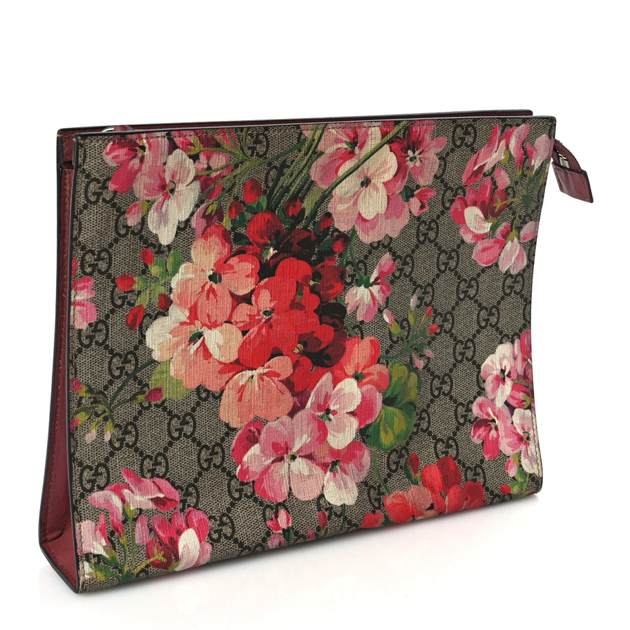 Gucci GG Supreme Monogram Blooms Large Cosmetic Case Beige Multicolor Dry Rose Image 3