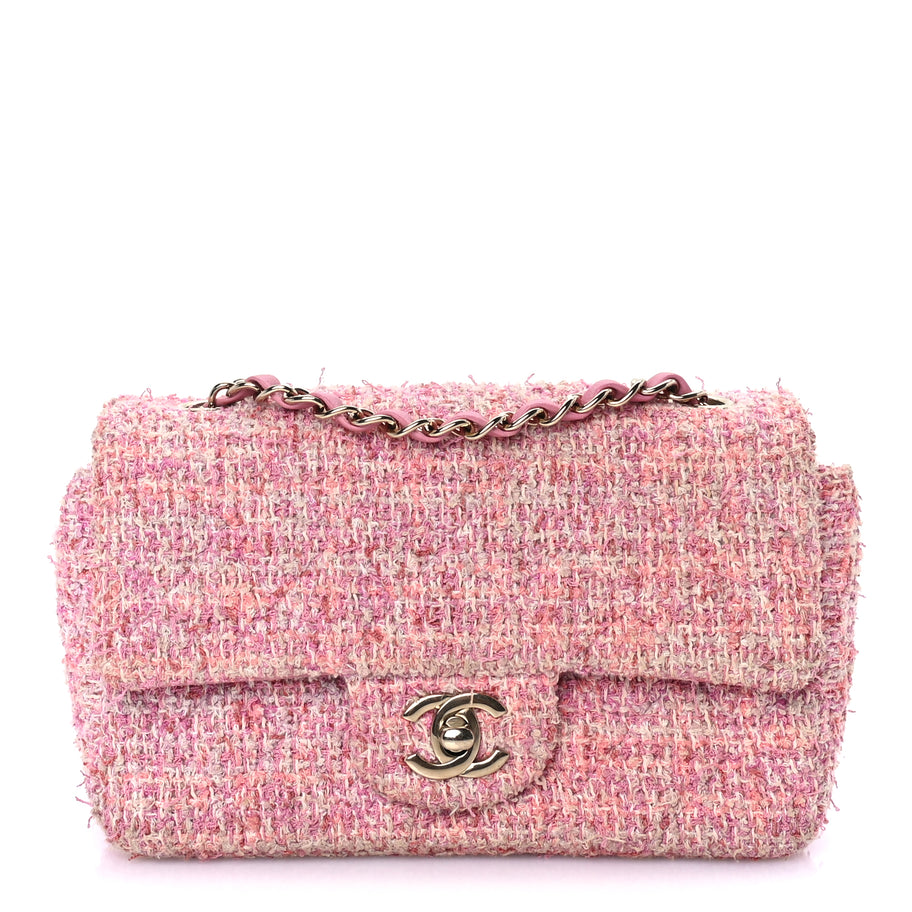 Chanel Tweed Quilted Mini Rectangular Flap Pink Image 1