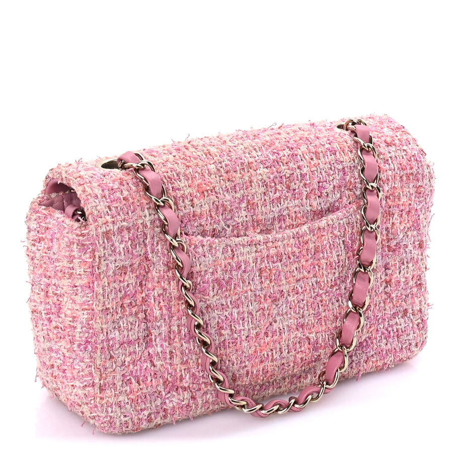 Chanel Tweed Quilted Mini Rectangular Flap Pink Image 2