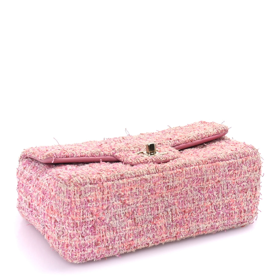 Chanel Tweed Quilted Mini Rectangular Flap Pink Image 3
