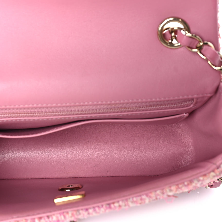 Chanel Tweed Quilted Mini Rectangular Flap Pink Image 4