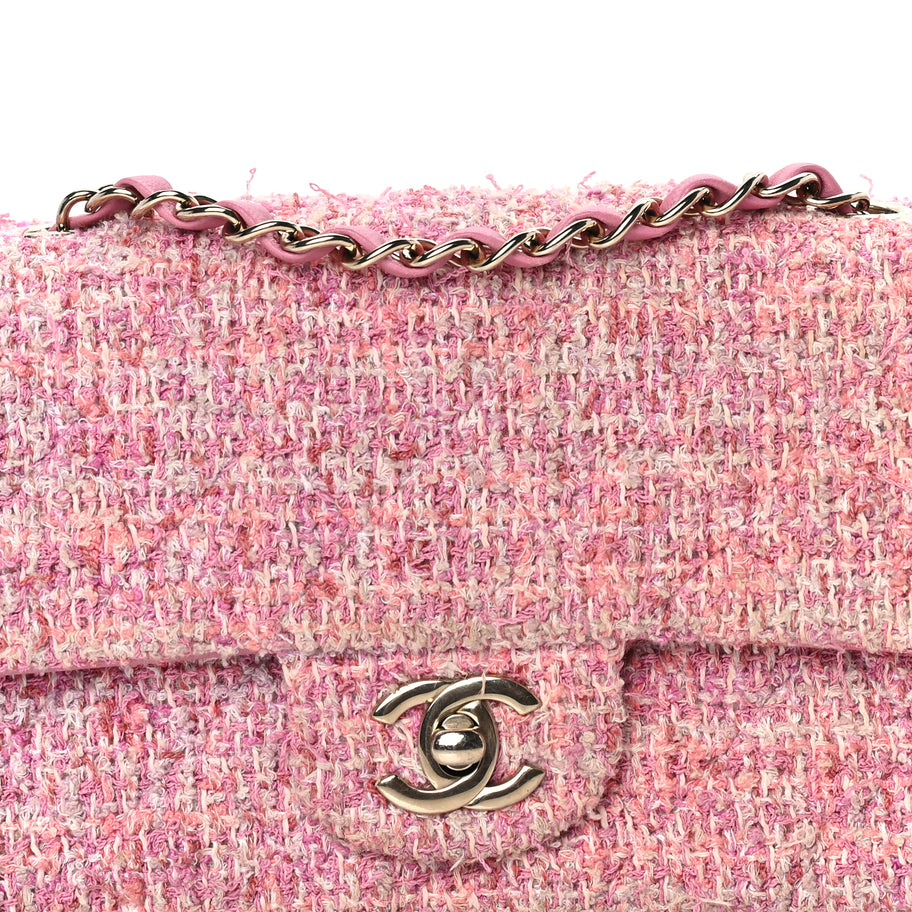 Chanel Tweed Quilted Mini Rectangular Flap Pink Image 7