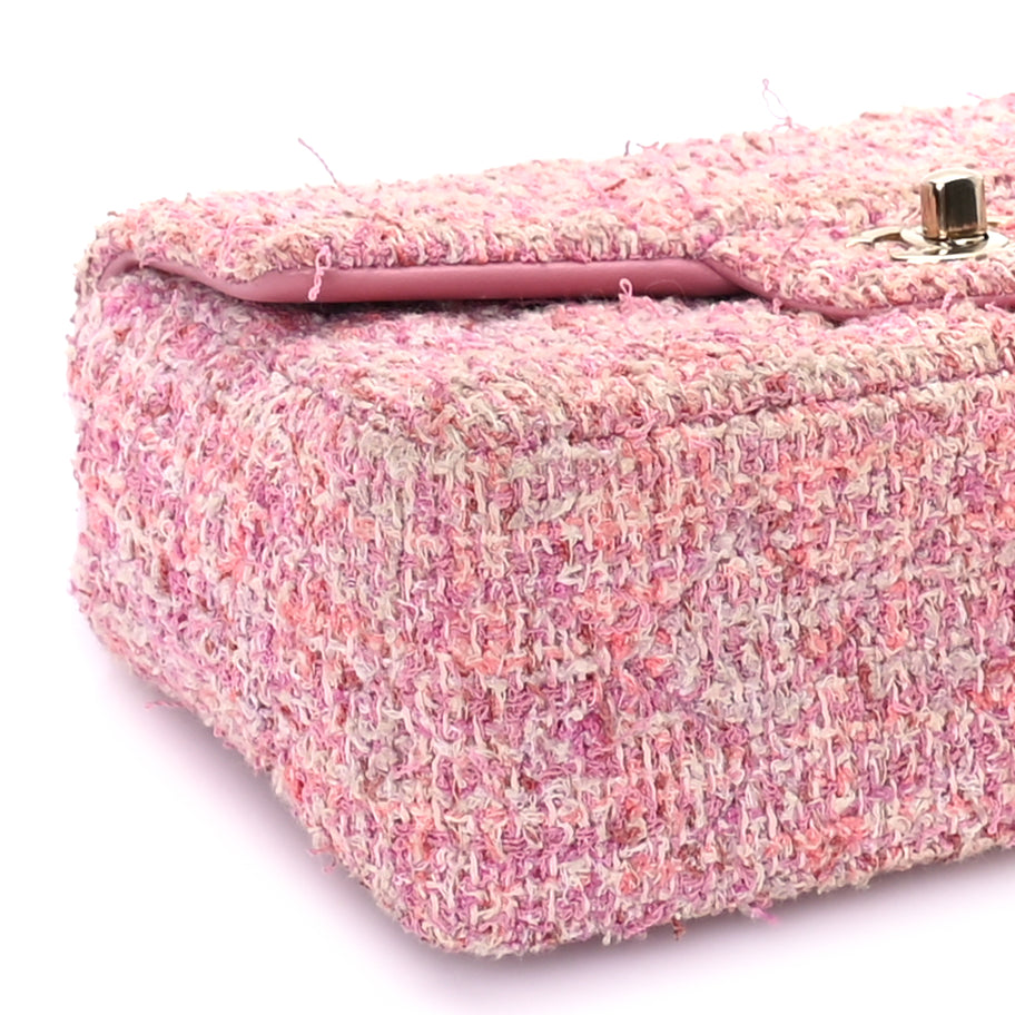 Chanel Tweed Quilted Mini Rectangular Flap Pink Image 8