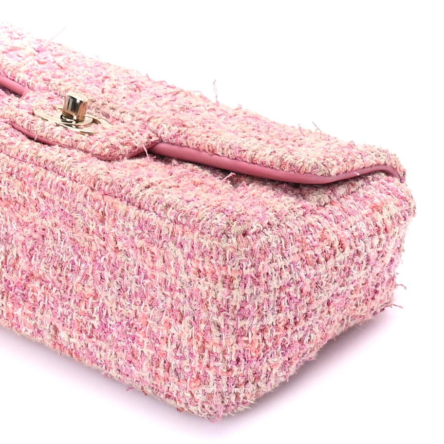 Chanel Tweed Quilted Mini Rectangular Flap Pink Image 9