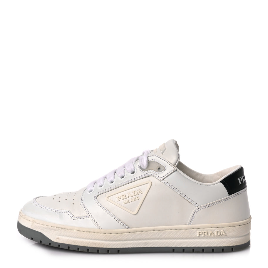 Prada Vitello Sport Spazzolato Rois Rubber Triangle Logo Perforated Womens District Low Top 30mm Sneakers 36.5 White Image 1