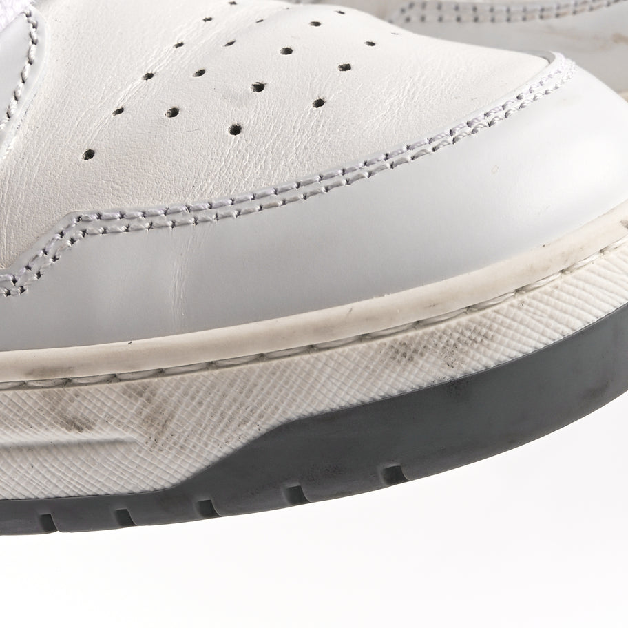 Prada Vitello Sport Spazzolato Rois Rubber Triangle Logo Perforated Womens District Low Top 30mm Sneakers 36.5 White Image 8