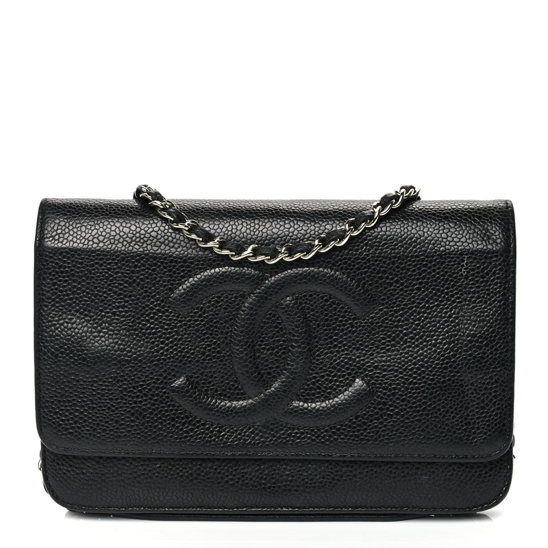  Chanel Caviar Timeless CC Wallet On Chain WOC Black
