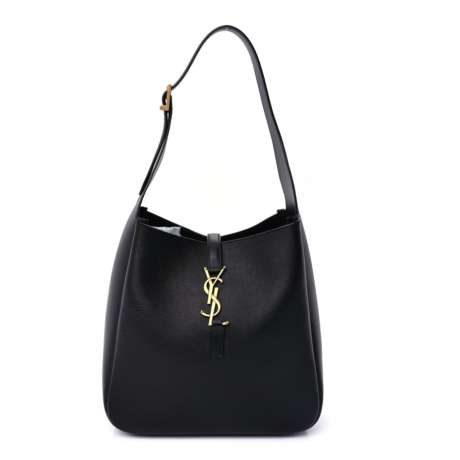 Saint Laurent Smooth Calfskin Small Le 5 A 7 Soft Hobo  Black Image 1