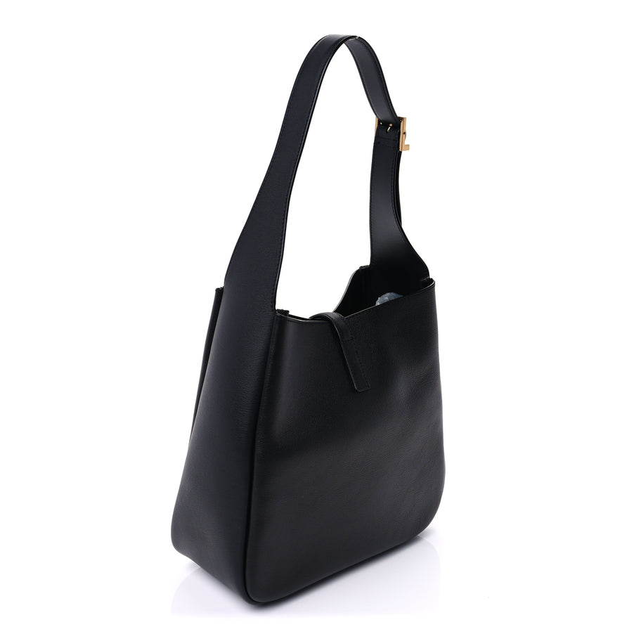 Saint Laurent Smooth Calfskin Small Le 5 A 7 Soft Hobo  Black Image 2