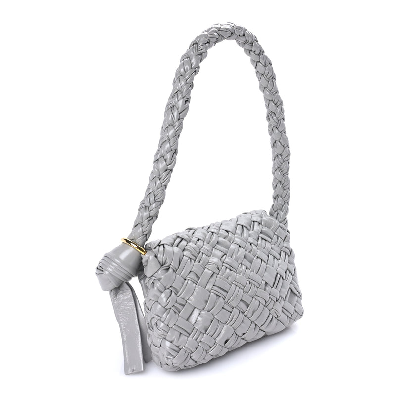  Bottega Veneta Calfskin Foulard Intreccio Kalimero Città Shoulder Bag Grey