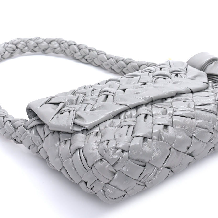 Bottega Veneta Calfskin Foulard Intreccio Kalimero Città Shoulder Bag Grey Image 7