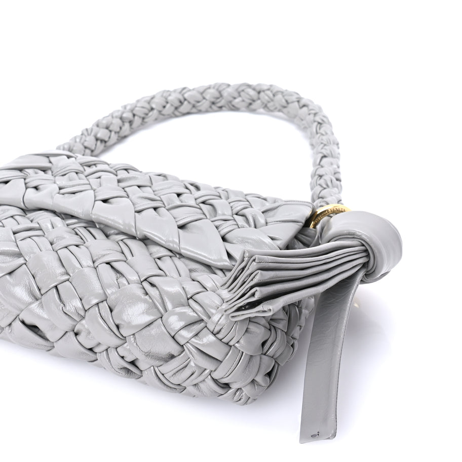 Bottega Veneta Calfskin Foulard Intreccio Kalimero Città Shoulder Bag Grey Image 8