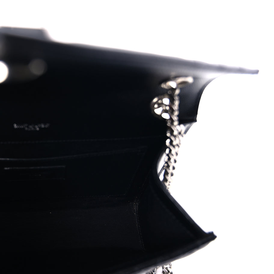 Saint Laurent Grain De Poudre Textured Mixed Matelasse Triquilt Medium Monogram Satchel Black Image 4