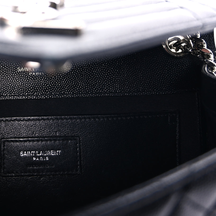 Saint Laurent Grain De Poudre Textured Mixed Matelasse Triquilt Medium Monogram Satchel Black Image 5