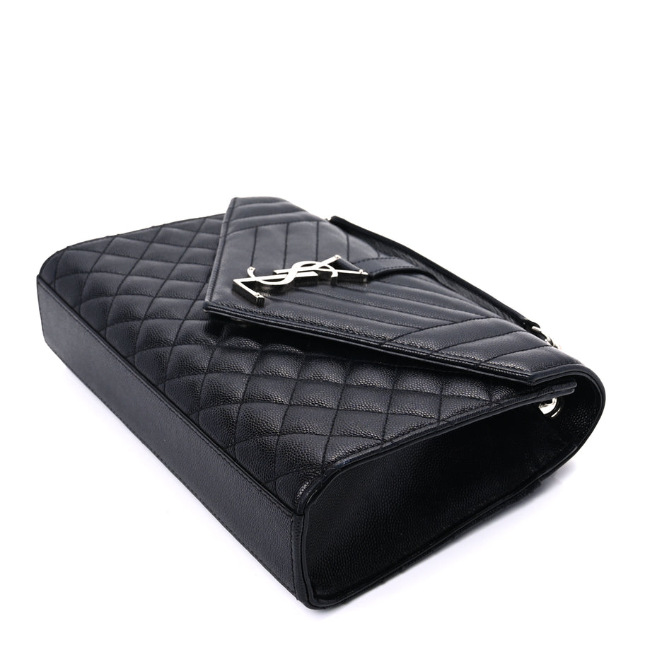 Saint Laurent Grain De Poudre Textured Mixed Matelasse Triquilt Medium Monogram Satchel Black Image 7