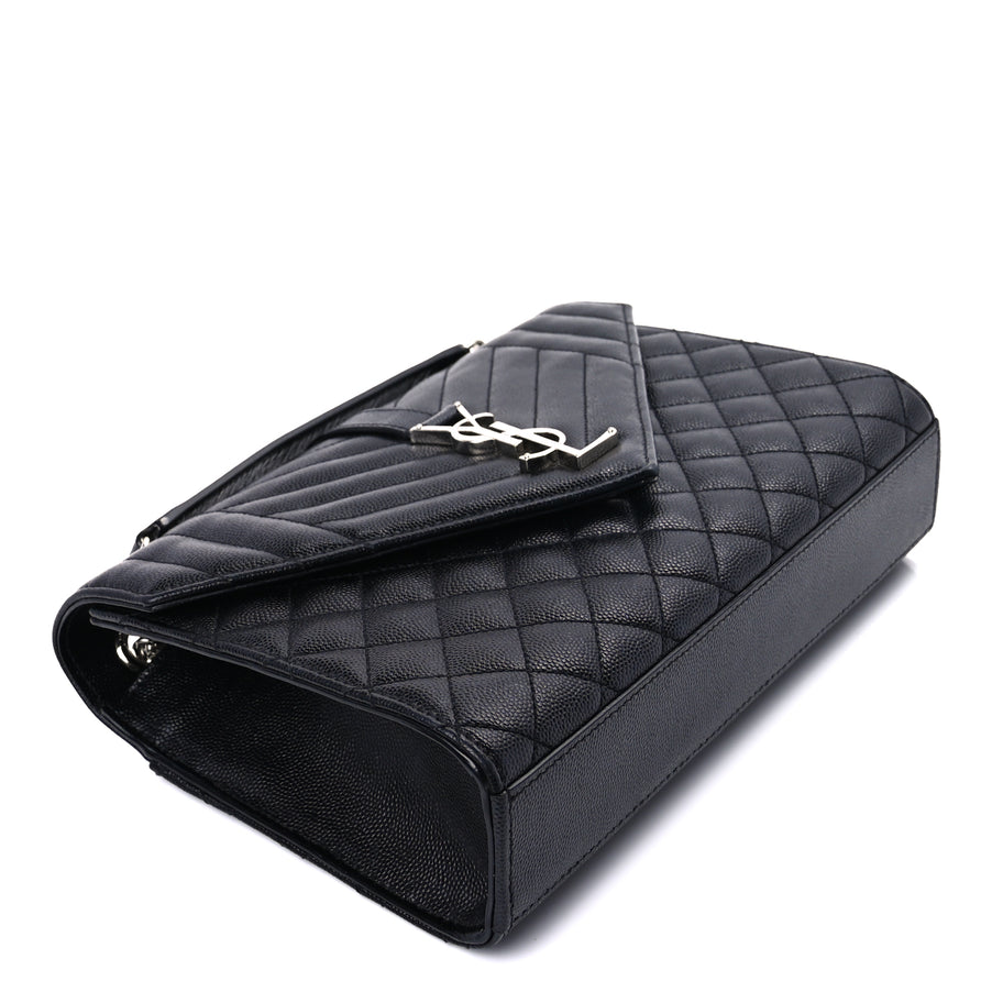 Saint Laurent Grain De Poudre Textured Mixed Matelasse Triquilt Medium Monogram Satchel Black Image 8