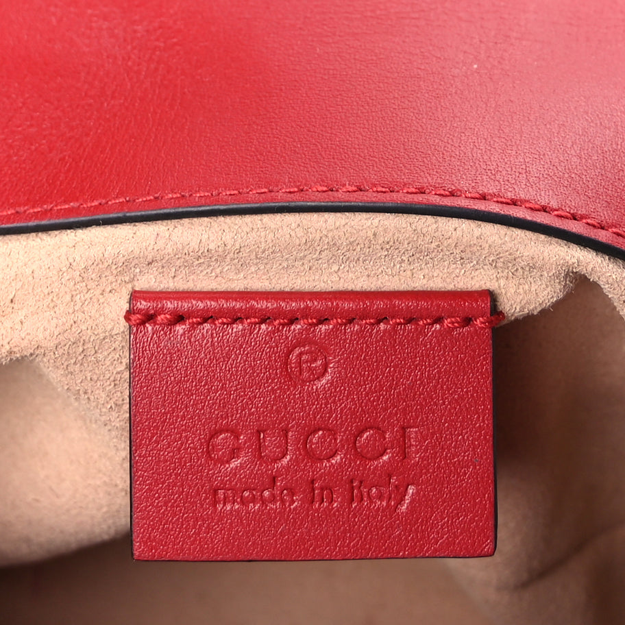 Gucci Calfskin Matelasse Super Mini GG Marmont Shoulder Bag  Hibiscus Red Image 5