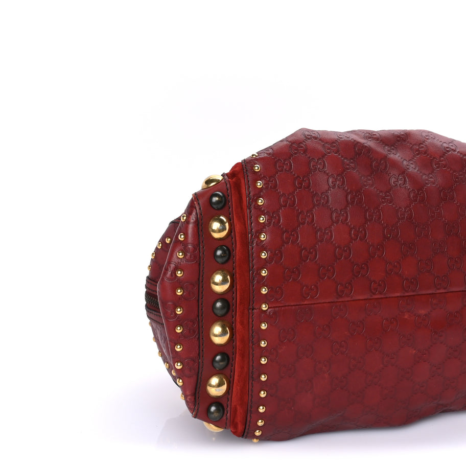 Gucci Calfskin Large Babouska Studded Boston Red Image 7