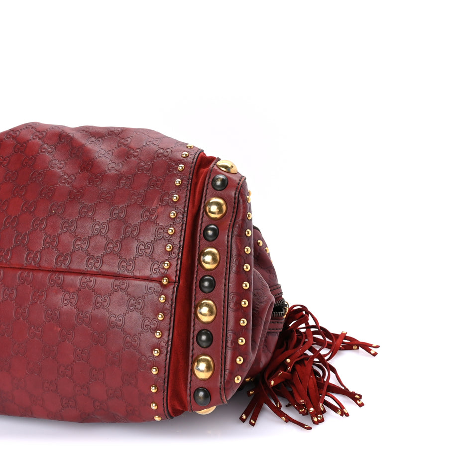 Gucci Calfskin Large Babouska Studded Boston Red Image 8