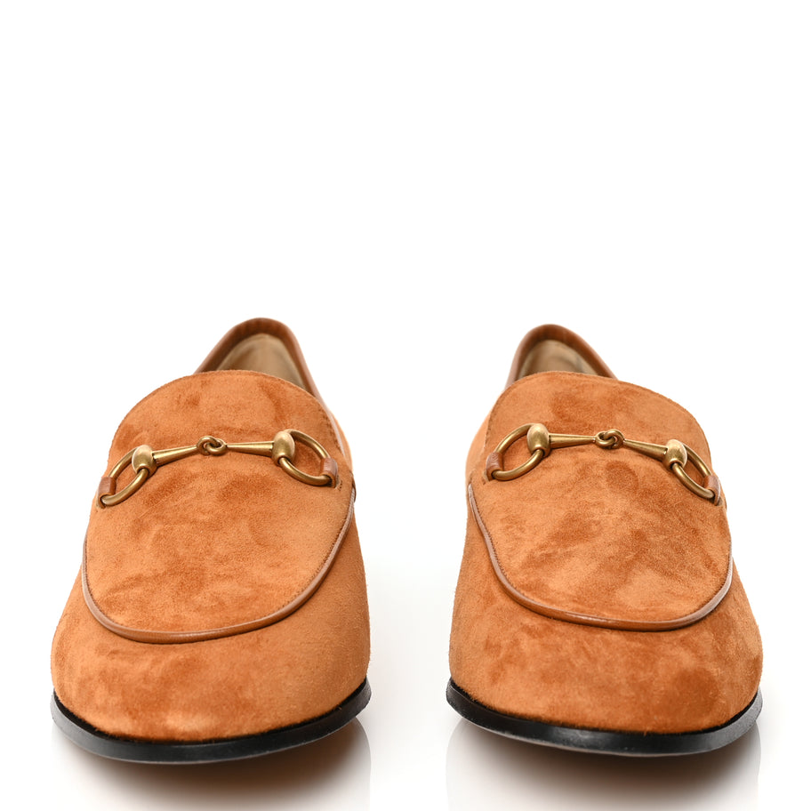 Gucci Suede Cachemire Malaga Kid Womens Jordaan Loafers 38 Blondie Cognac Image 3