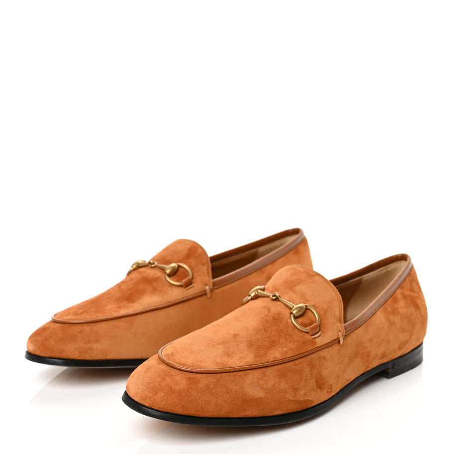 Gucci Suede Cachemire Malaga Kid Womens Jordaan Loafers 38 Blondie Cognac Image 4