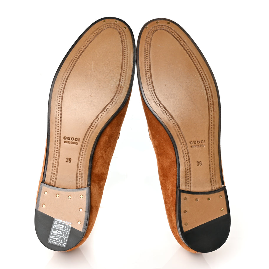 Gucci Suede Cachemire Malaga Kid Womens Jordaan Loafers 38 Blondie Cognac Image 6