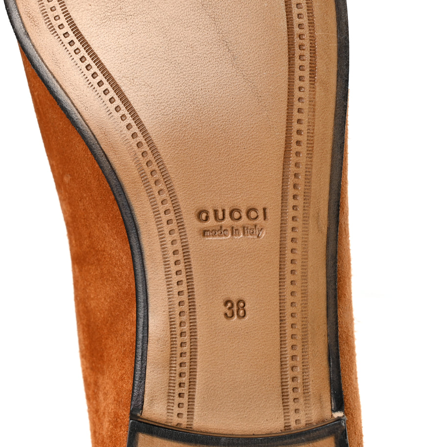 Gucci Suede Cachemire Malaga Kid Womens Jordaan Loafers 38 Blondie Cognac Image 7