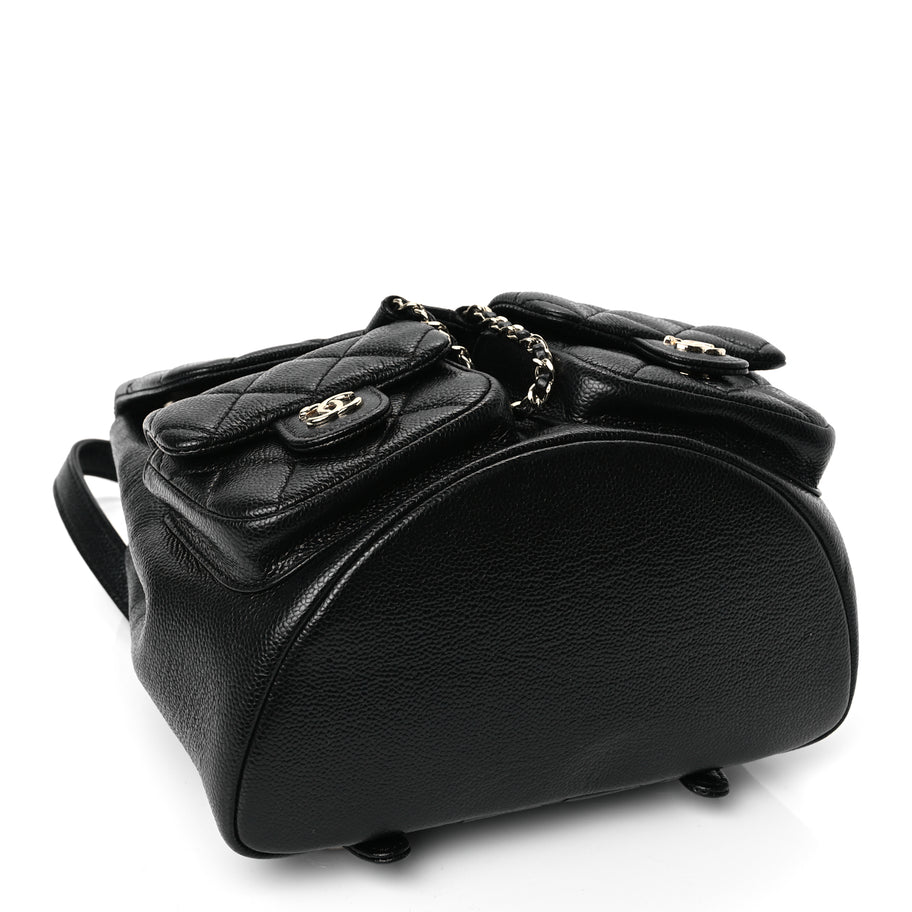 Chanel Shiny Caviar Quilted Small Duma Pockets Drawstring Backpack Black Image 3