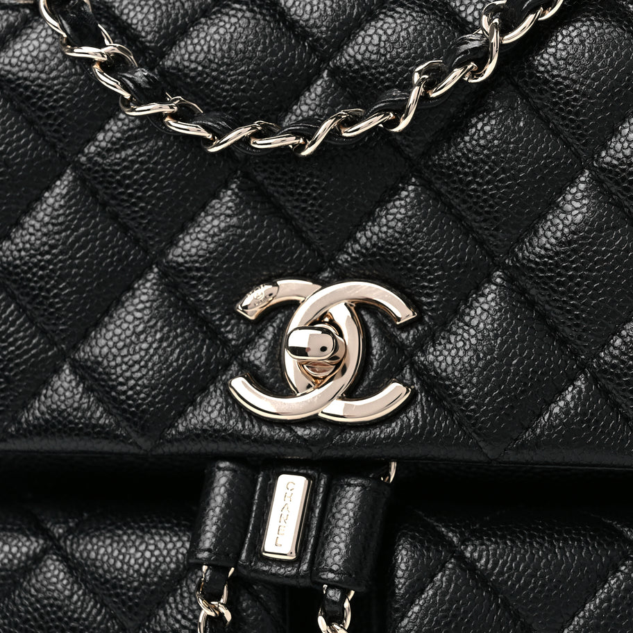Chanel Shiny Caviar Quilted Small Duma Pockets Drawstring Backpack Black Image 7