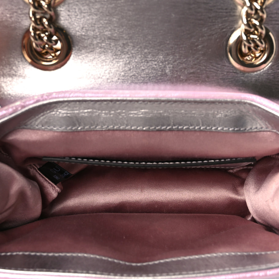Gucci Iridescent Nappa Chevron Matelasse Mini GG Marmont Shoulder Bag Iridescent Escape Pink Image 4