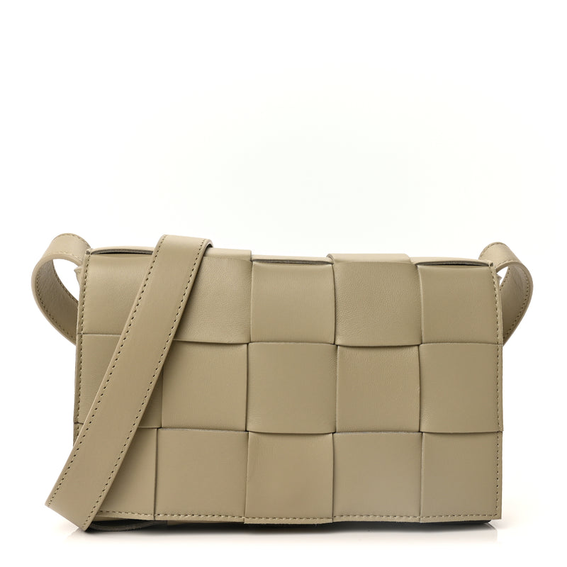  Bottega Veneta Lambskin Maxi Intrecciato Cassette Crossbody Bag  New Sauge