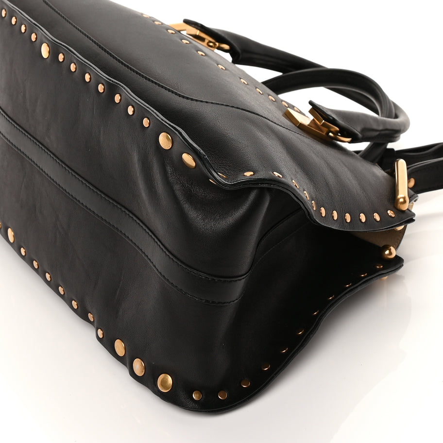 Chloe Calfskin Studded Hayley Double Carry Satchel  Black Image 8