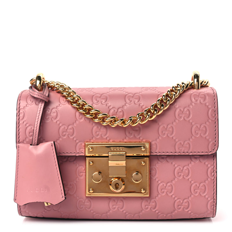  Gucci Guccissima Small Padlock Shoulder Bag Rose Baby Candy