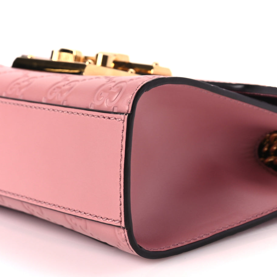 Gucci Guccissima Small Padlock Shoulder Bag Rose Baby Candy Image 9