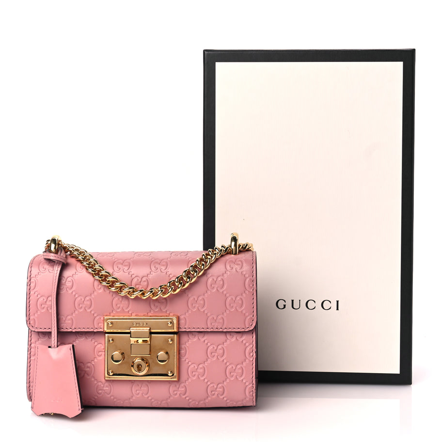 Gucci Guccissima Small Padlock Shoulder Bag Rose Baby Candy Image 10