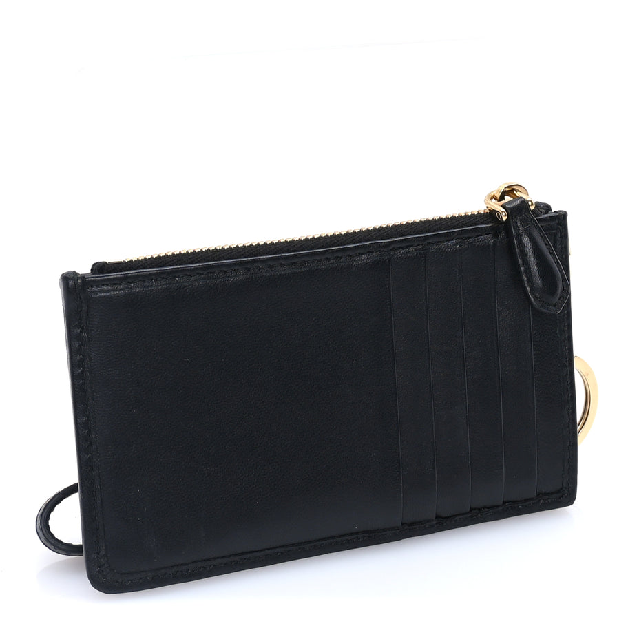 Prada Nappa Quilted Triangle Zip Card Holder  Black Image 3