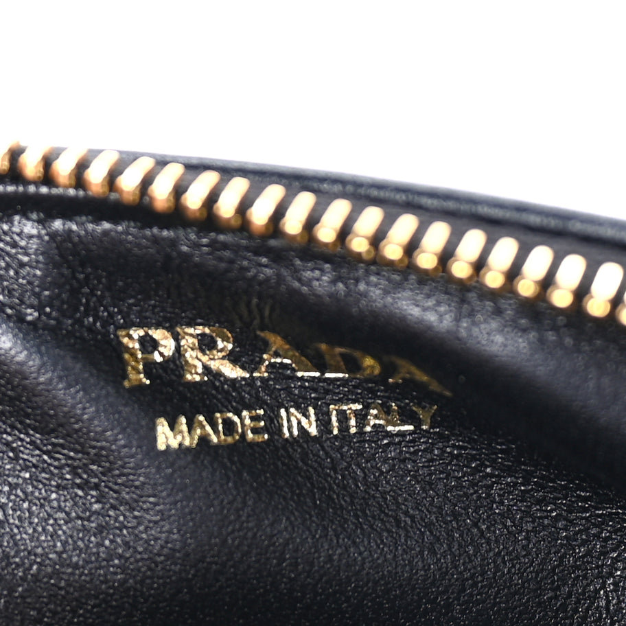 Prada Nappa Quilted Triangle Zip Card Holder  Black Image 6