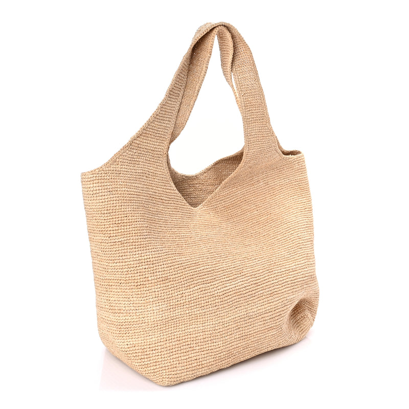  Celine Raffia Calfskin Classic Panier Shopper Cabas Natural Tan