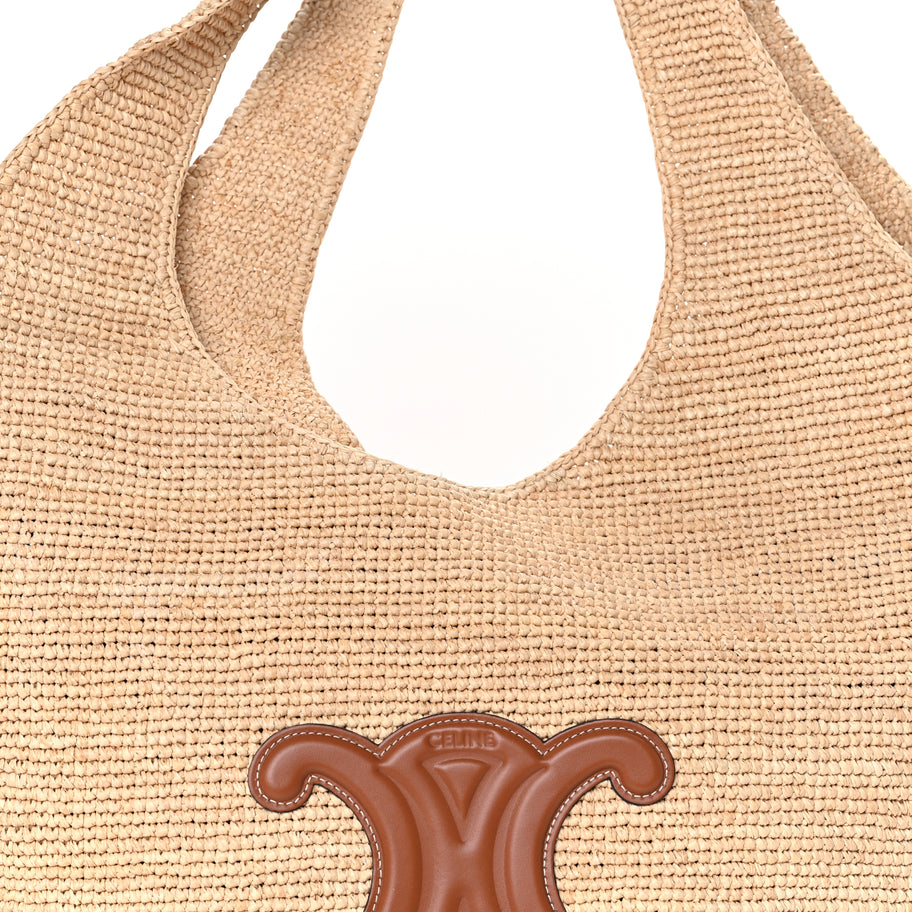 Celine Raffia Calfskin Classic Panier Shopper Cabas Natural Tan Image 6