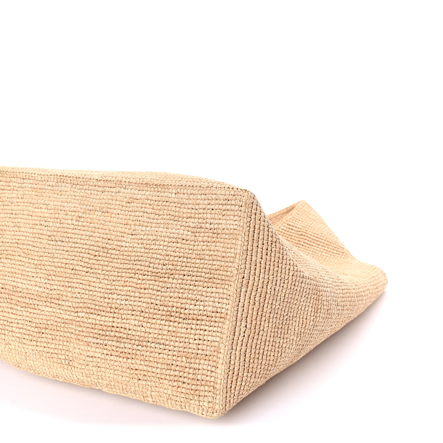 Celine Raffia Calfskin Classic Panier Shopper Cabas Natural Tan Image 8